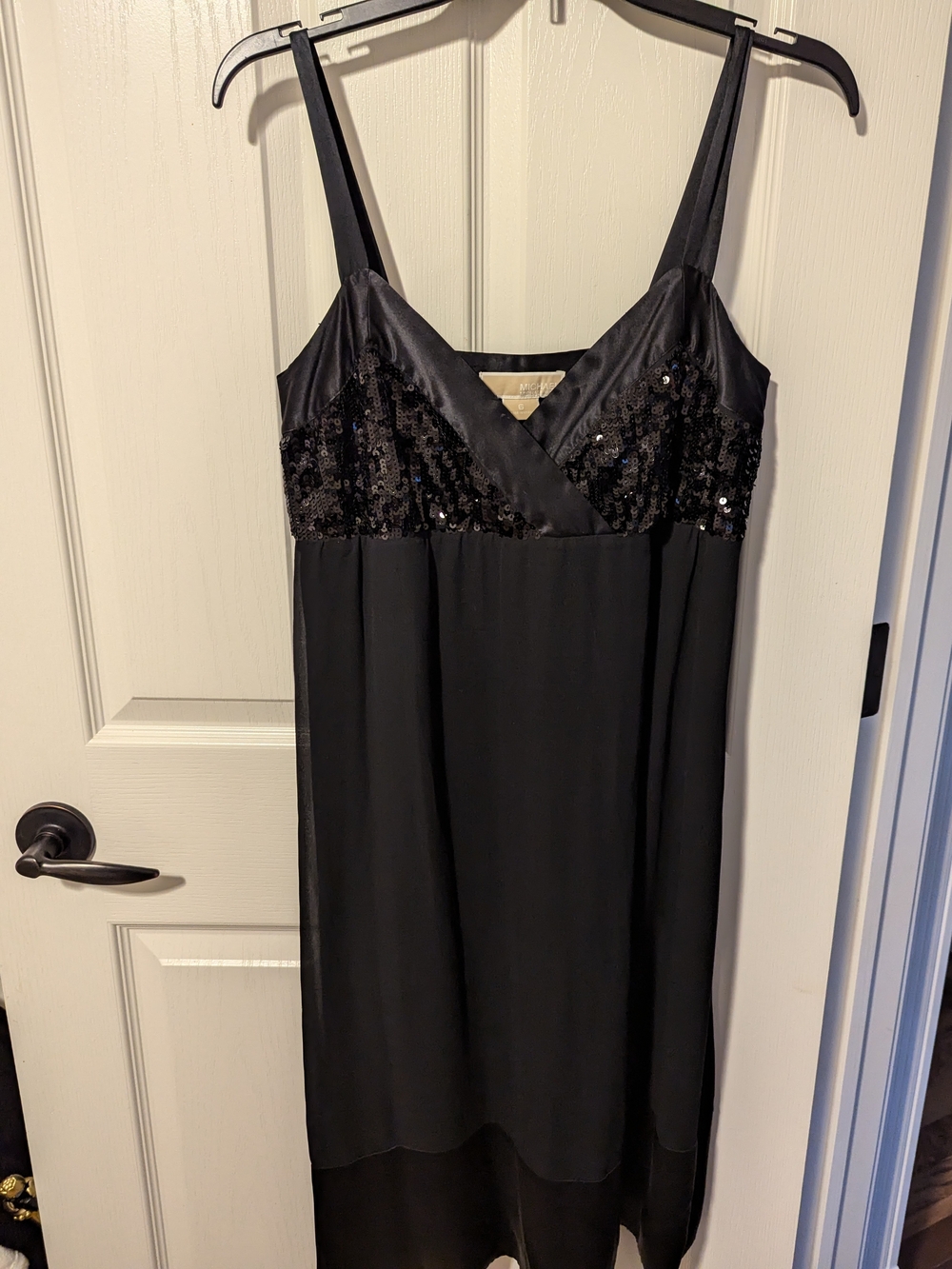Michael Kors Black Sequin-Trim Midi Dress